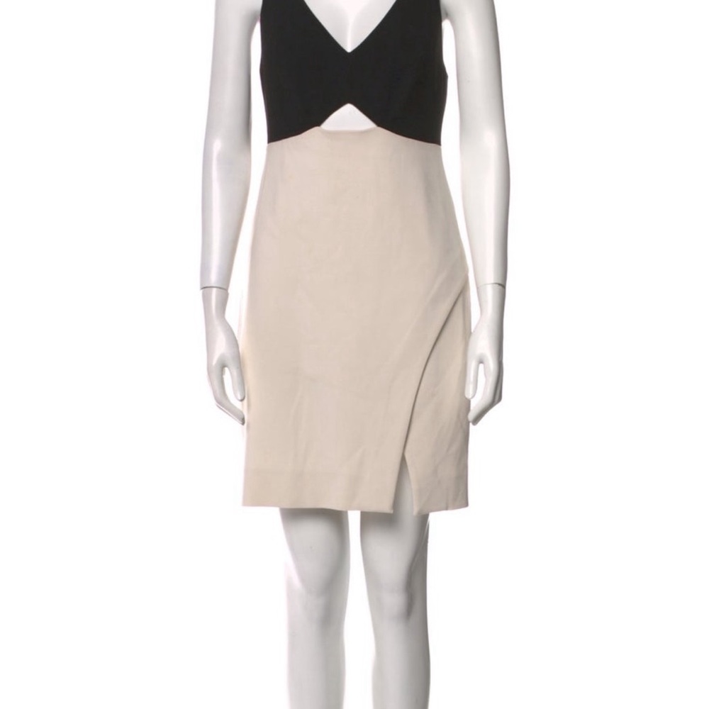 Halston Heritage Black and Cream Mini Dress